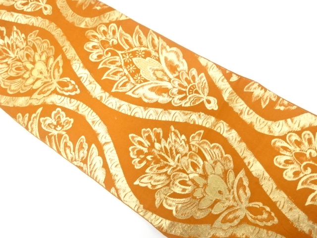 JAPANESE KIMONO / ANTIQUE FUKURO OBI / SILK / WOVEN CHINESE FLOWER